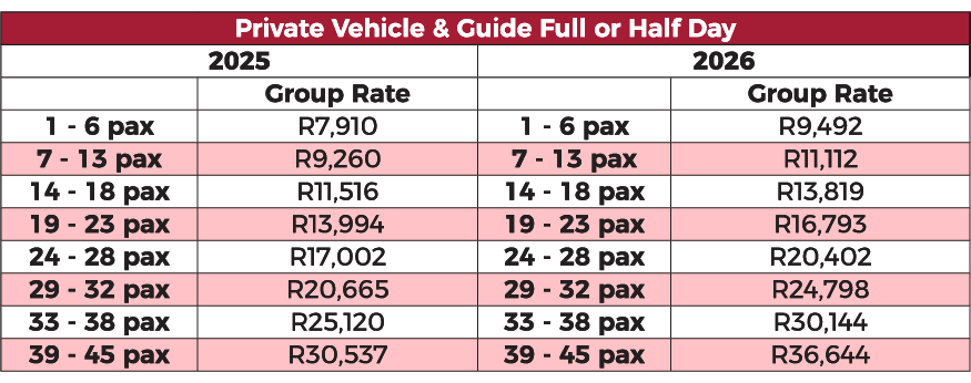 Full Vehicle &  Guide Full or Half Day